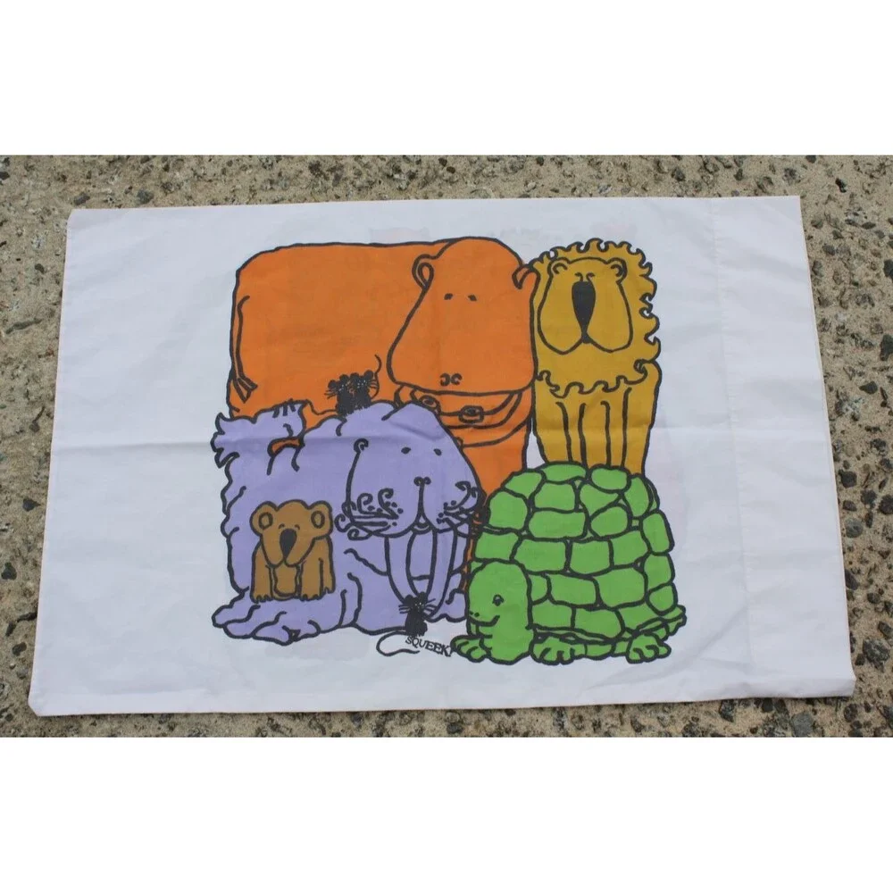 Vintage Harumpf Cartoon Walrus Pillowcase Stevens Utica Animal Kingdom Elephants